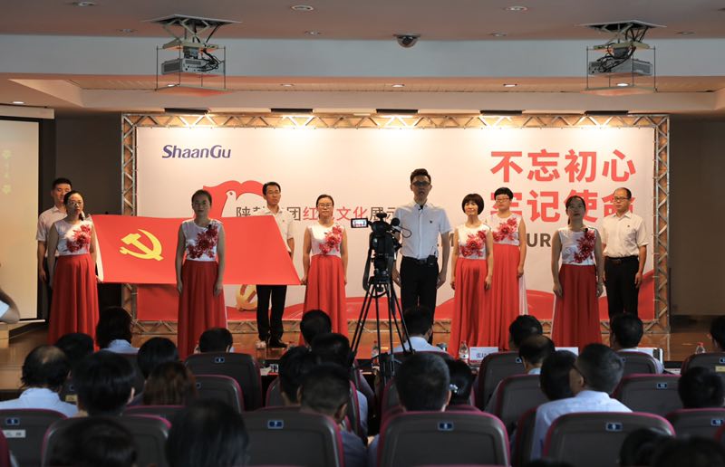 陜鼓戰(zhàn)略黨支部、投資證券黨支部聯(lián)合參賽隊(duì)表演主題朗誦《七月的天空》.jpg